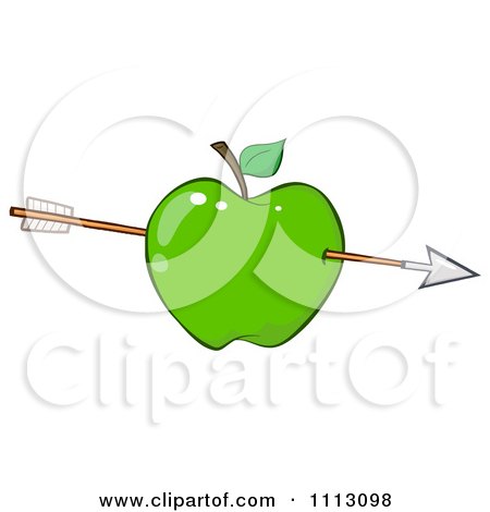 Clipart Arrow Through A Green Apple - Royalty Free Vector Illustration by Hit Toon