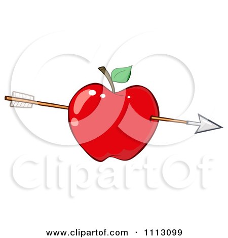 Clipart Arrow Through A Red Apple - Royalty Free Vector Illustration by Hit Toon