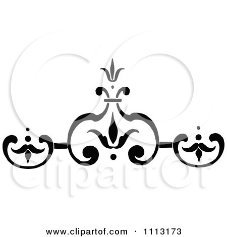 Clipart Vintage Black And White Fleur Floral Design Element 3 - Royalty Free Vector Illustration by Prawny Vintage