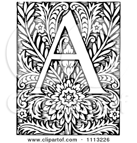 Clipart Vintage Black And White Letter A - Royalty Free Vector Illustration by Prawny Vintage