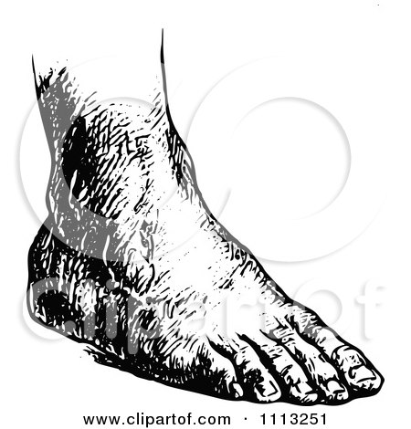Clipart Vintage Black And White Human Foot 1 - Royalty Free Vector Illustration by Prawny Vintage