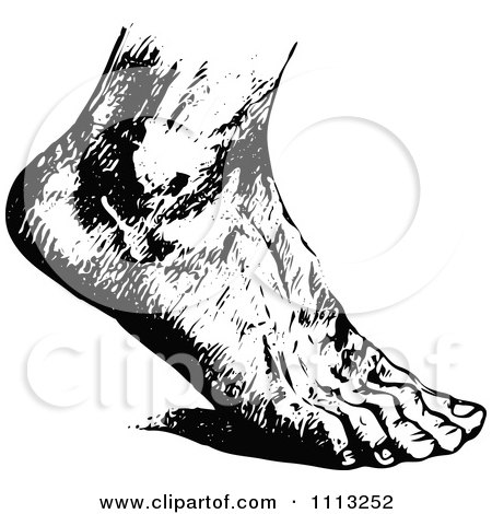 Clipart Vintage Black And White Human Foot 2 - Royalty Free Vector Illustration by Prawny Vintage