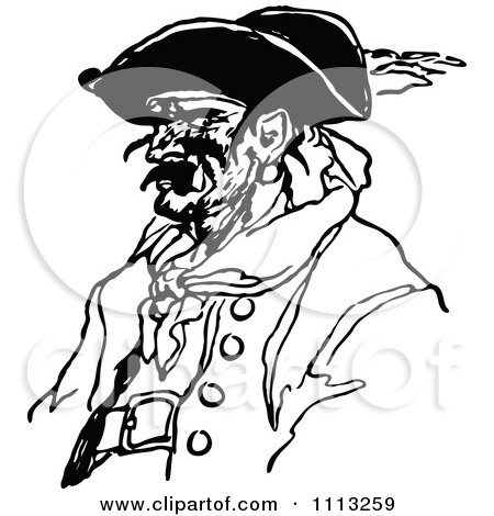 Clipart Vintage Black And White Male Pirate 2 - Royalty Free Vector Illustration by Prawny Vintage