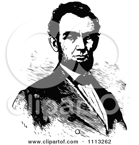 Clipart Vintage Black And White Portrait Of Abraham Lincoln - Royalty Free Vector Illustration by Prawny Vintage