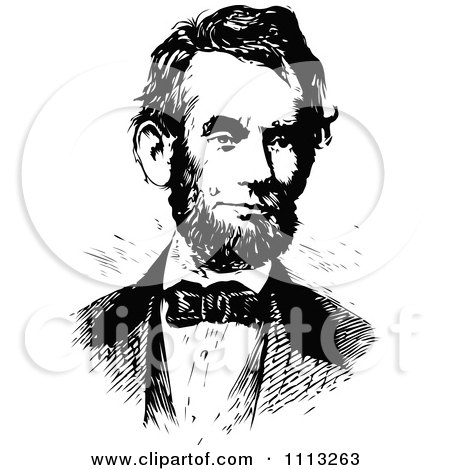 Clipart Vintage Black And White Portrait Of Abe Lincoln - Royalty Free Vector Illustration by Prawny Vintage