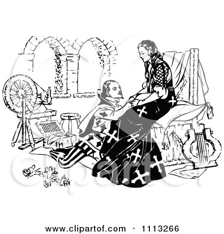 Clipart Medieval Man Kneeling Before A Lady - Royalty Free Vector Illustration by Prawny Vintage