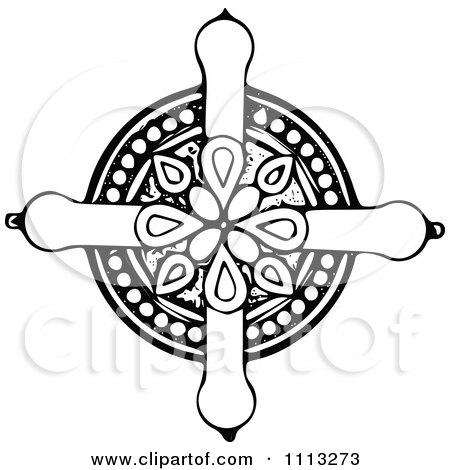 Clipart Vintage Black And White Celtic Cross 2 - Royalty Free Vector Illustration by Prawny Vintage