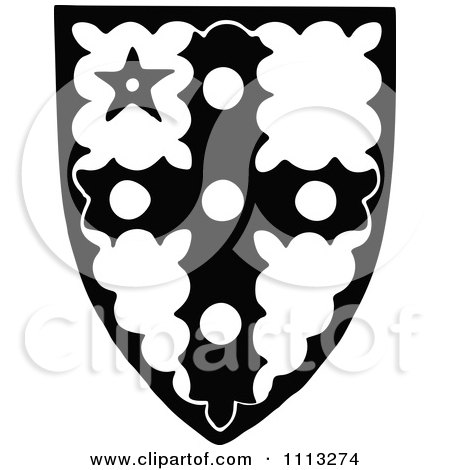 Clipart Vintage Black And White Cross Coat Of Arms - Royalty Free Vector Illustration by Prawny Vintage