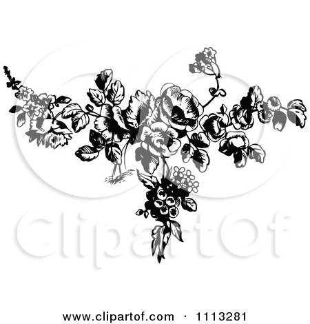 Clipart Vintage Black And White French Rose Design Element 1 - Royalty Free Vector Illustration by Prawny Vintage