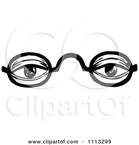 Clipart Black And White Glasses With Eyes - Royalty Free Vector Illustration by Prawny Vintage