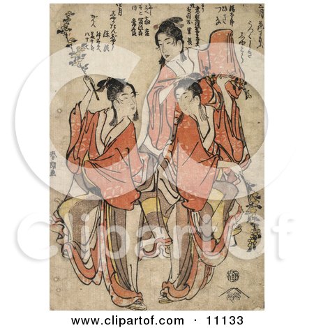 Three Asian Women Dancing Clipart Picture by JVPD