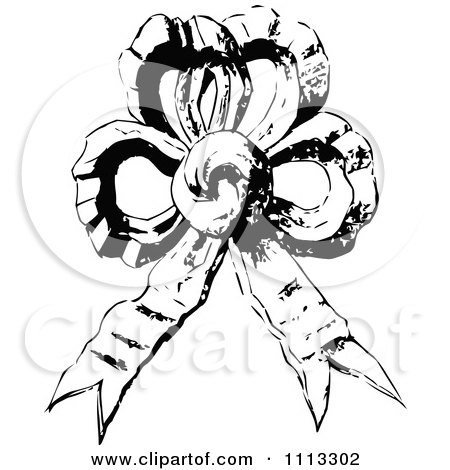Clipart Vintage Black And White French Bow - Royalty Free Vector Illustration by Prawny Vintage