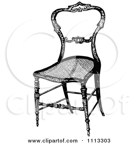 Clipart Vintage Black And White Wooden Chair - Royalty Free Vector Illustration by Prawny Vintage