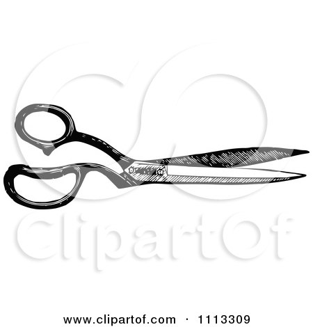 Clipart Pair Of Vintage Black And White Scissors - Royalty Free Vector Illustration by Prawny Vintage