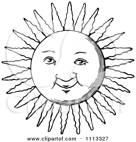 Vintage Black And White Sun Face Posters Art Prints By Interior Wall Decor