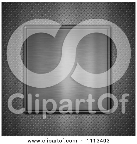 Clipart 3d Brushed Silver Plaque Over Diamond Plate - Royalty Free CGI Illustration by KJ Pargeter