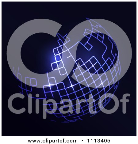 Clipart Futuristic Globe Glowing With Purple Lights - Royalty Free Vector Illustration by KJ Pargeter