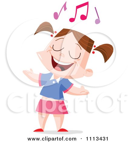 Clipart Girl Singing Under Music Notes - Royalty Free Vector Illustration by yayayoyo
