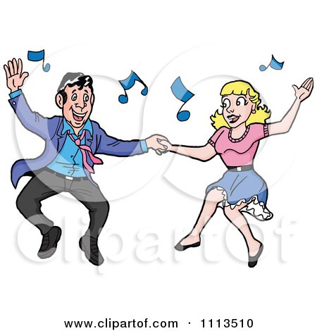Clipart Retro Rockabilly Couple Jive Dancing - Royalty Free Vector Illustration by LaffToon