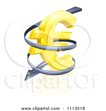 Clipart 3d Rising Price Arrow Circling A Golden Euro Symbol - Royalty Free Vector Illustration by AtStockIllustration