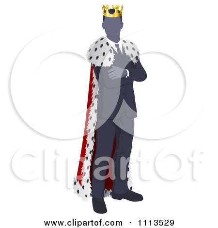 Clipart Faceless Business King With Folded Arms - Royalty Free Vector Illustration by AtStockIllustration