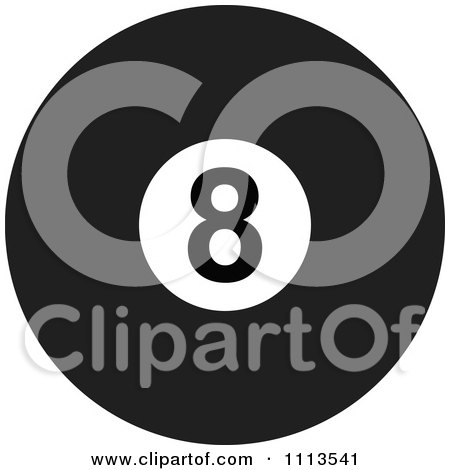 Clipart Black And White Billiards 8 Ball - Royalty Free Vector Illustration by djart