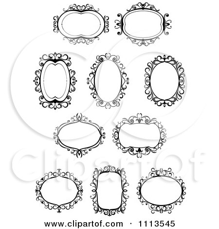 Clipart Ornate Black And White Frames - Royalty Free Vector Illustration by Vector Tradition SM
