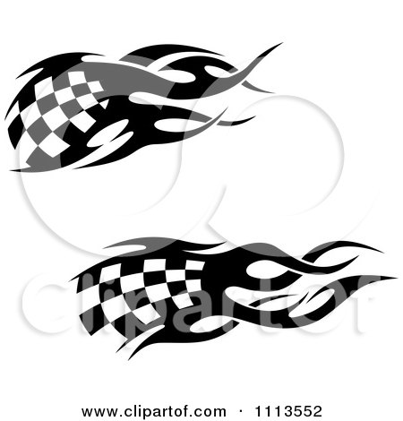 Clipart Black And White Tribal Checkered Racing Flags 6 - Royalty Free Vector Illustration by Vector Tradition SM