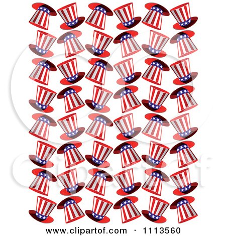 Clipart Seamless American Uncle Sam Top Hat Pattern On White - Royalty Free Vector Illustration by Vector Tradition SM