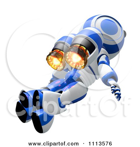 Clipart 3d Ao Maru Robot Flying With A Jet Pack 2 - Royalty Free CGI Illustration by Leo Blanchette