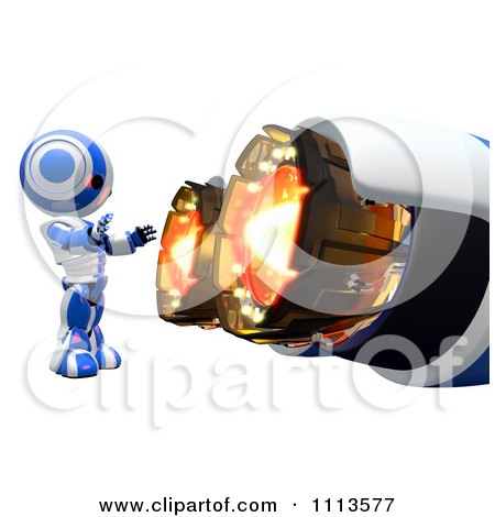 Clipart 3d Ao Maru Robot Warming Up By A Rocket - Royalty Free CGI Illustration by Leo Blanchette