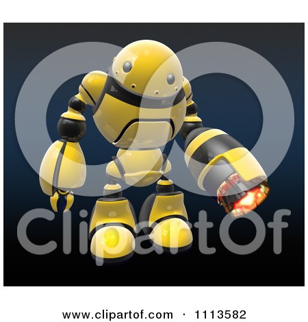 Clipart 3d Hornet Fire Robot With A Flame Thrower Arm 1 - Royalty Free CGI Illustration by Leo Blanchette