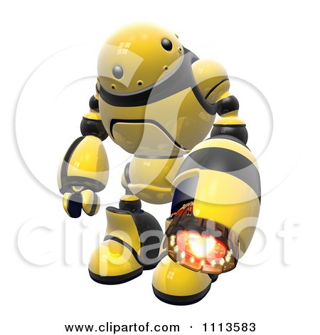 Clipart 3d Hornet Fire Robot With A Flame Thrower Arm 2 - Royalty Free CGI Illustration by Leo Blanchette