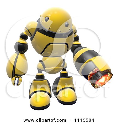 Clipart 3d Hornet Fire Robot With A Flame Thrower Arm 3 - Royalty Free CGI Illustration by Leo Blanchette