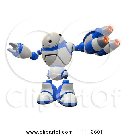 Clipart 3d Rogi Robot Facing With A Blaster Arm Weapon - Royalty Free CGI Illustration by Leo Blanchette