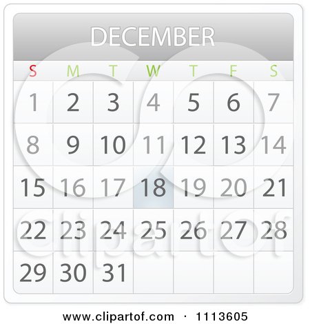 Clipart December Month Calendar - Royalty Free Vector Illustration by Andrei Marincas