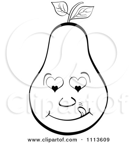 Clipart Outlined Pear Licking Its Lips - Royalty Free Vector Illustration by Andrei Marincas