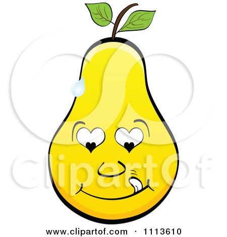 Clipart Yellow Pear Licking Its Lips - Royalty Free Vector Illustration by Andrei Marincas