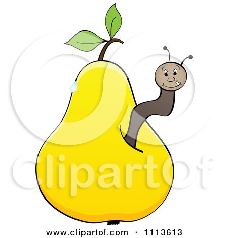Clipart Worm In A Yellow Pear - Royalty Free Vector Illustration by Andrei Marincas