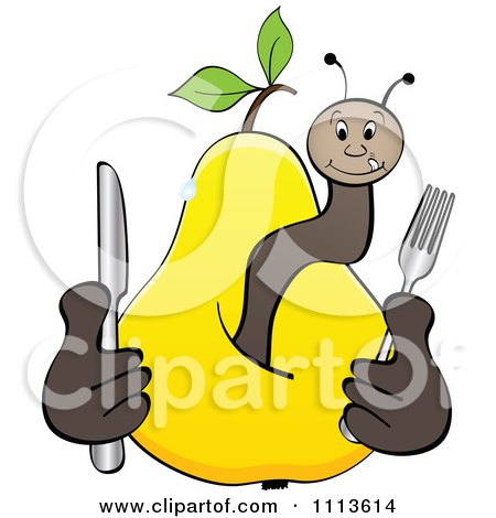 Clipart Hungry Worm In A Yellow Pear - Royalty Free Vector Illustration by Andrei Marincas