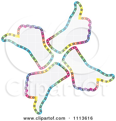 Clipart Circle Of Four Colorful Thumb Up Hands With Grid Patterns - Royalty Free Vector Illustration by Andrei Marincas