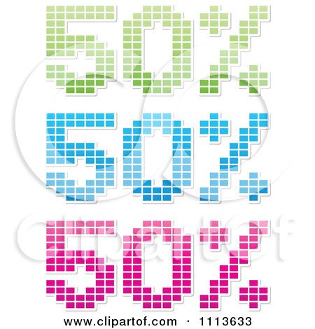 Clipart Green Blue And Pink Fifty Percent Off Mosaics - Royalty Free Vector Illustration by Andrei Marincas