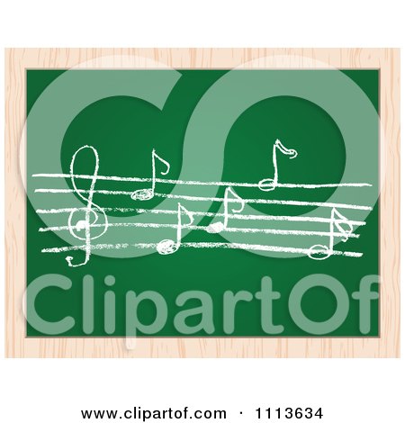 Clipart Sheet Music On A Chalk Board Over Wood - Royalty Free Vector Illustration by Andrei Marincas