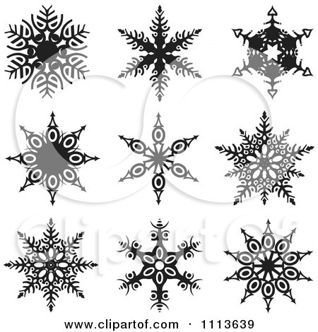 Clipart Black And White Snowflake Icons 1 - Royalty Free Vector Illustration by dero