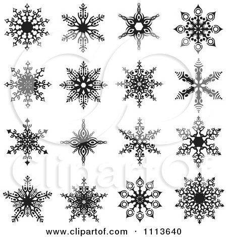 Clipart Black And White Snowflake Icons 2 - Royalty Free Vector Illustration by dero