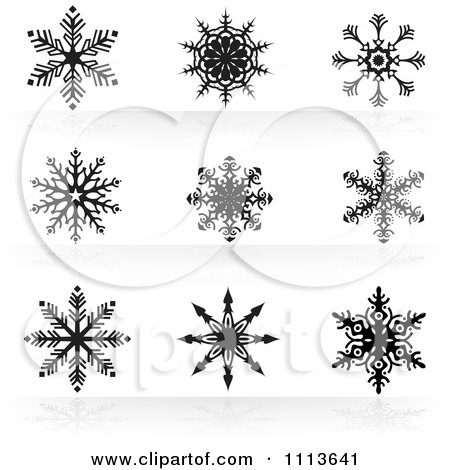 Clipart Black And White Snowflake Icons 3 - Royalty Free Vector Illustration by dero