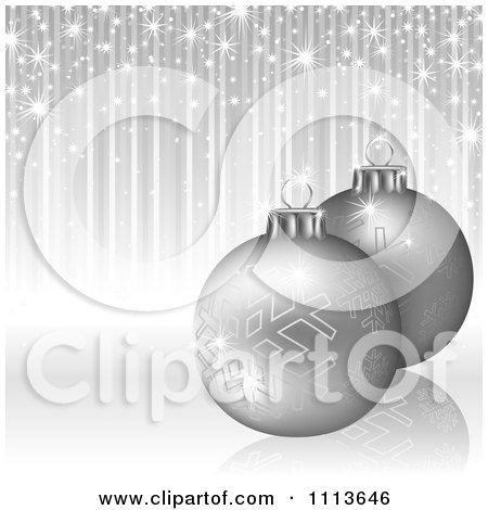 Clipart Silver Christmas Background With 3d Baubles And Streaks - Royalty Free Vector Illustration by dero