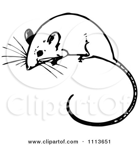 Clipart Vintage Black And White Mouse - Royalty Free Vector Illustration by Prawny Vintage
