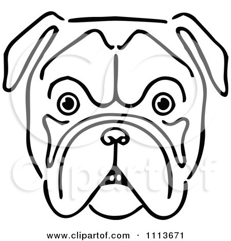 Clipart Vintage Black And White Bulldog Face - Royalty Free Vector Illustration by Prawny Vintage