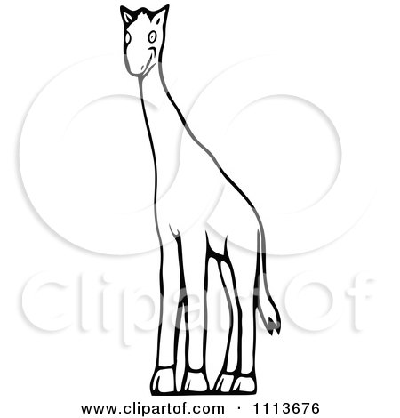 Clipart Vintage Black And White Circus Giraffe - Royalty Free Vector Illustration by Prawny Vintage
